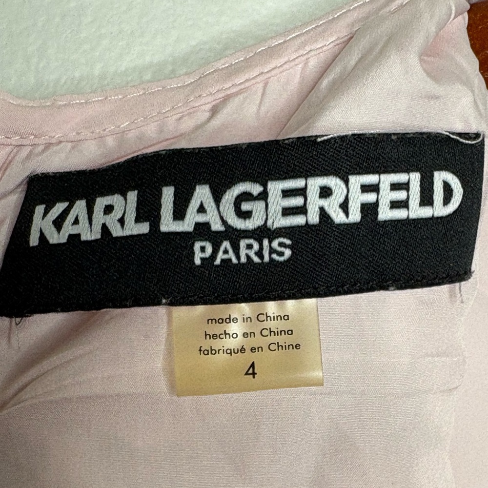 Karl Lagerfeld Baby Pink White Lace Overlay Dress - Picture 5 of 10